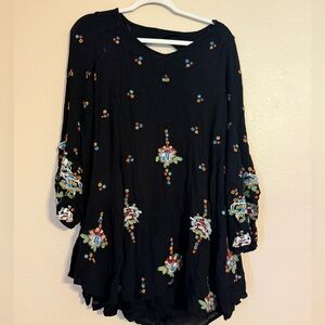 Black Embroidered Boho Dress